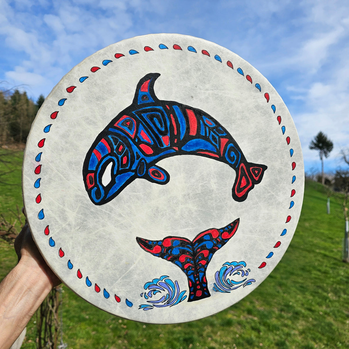 Vegane Buffalo Drum ø 40 cm mit Schlägel - Orca | Schamanentrommel | Perkussion &amp; Trommel | Dunum.ch