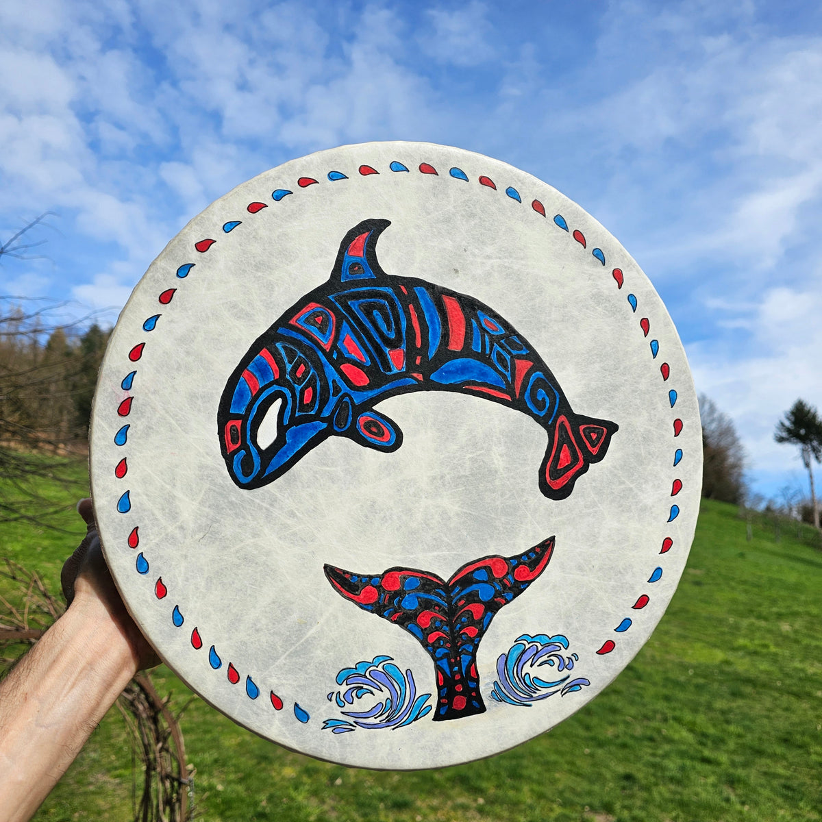 Vegane Buffalo Drum ø 40 cm mit Schlägel - Orca | Schamanentrommel | Perkussion &amp; Trommel | Dunum.ch