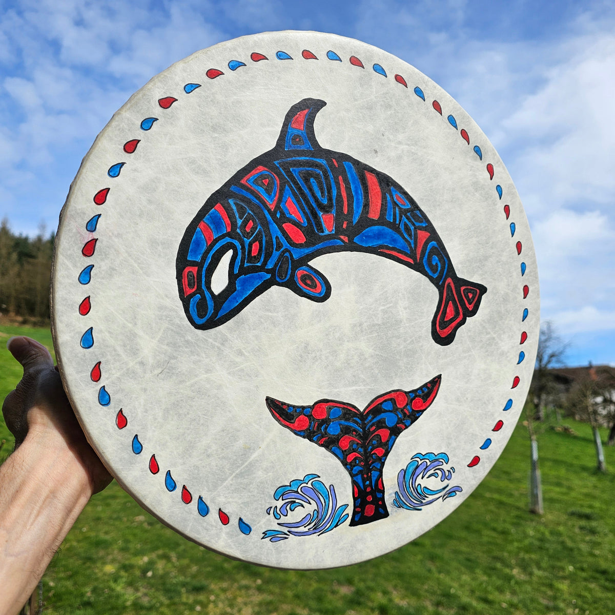 Vegane Buffalo Drum ø 40 cm mit Schlägel - Orca