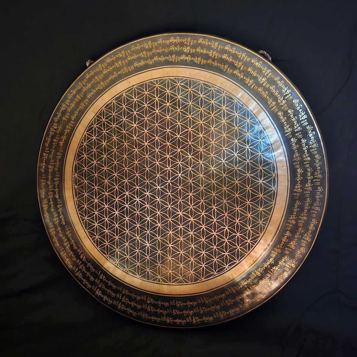 Temple gong from Nepal ø 50 cm - Flower of life