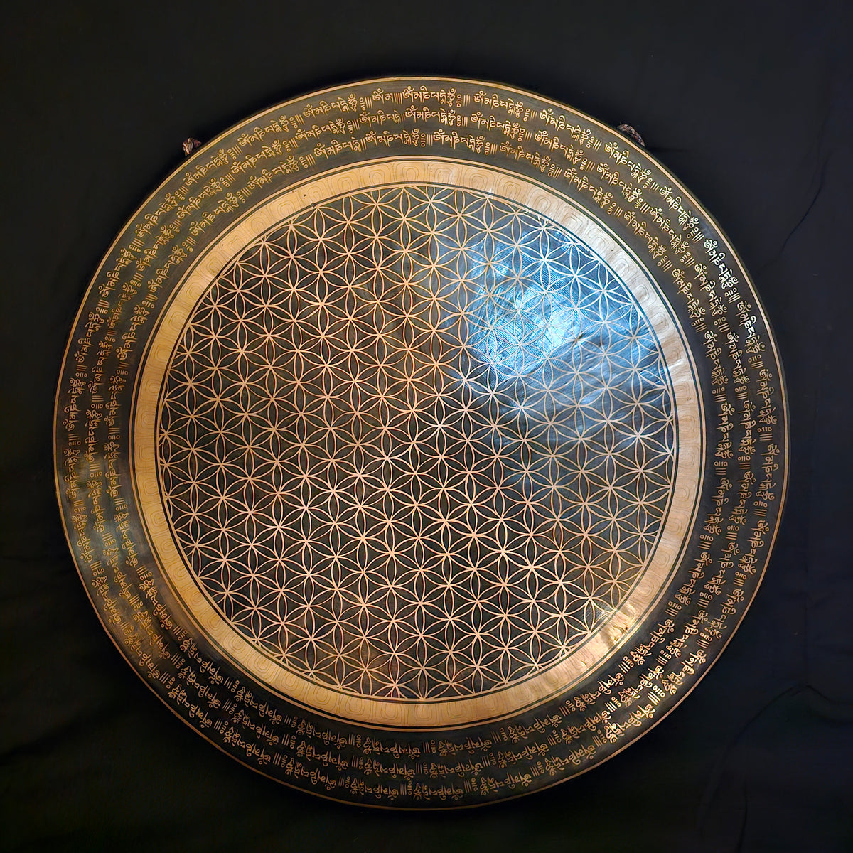 Temple gong from Nepal ø 50 cm - Flower of life