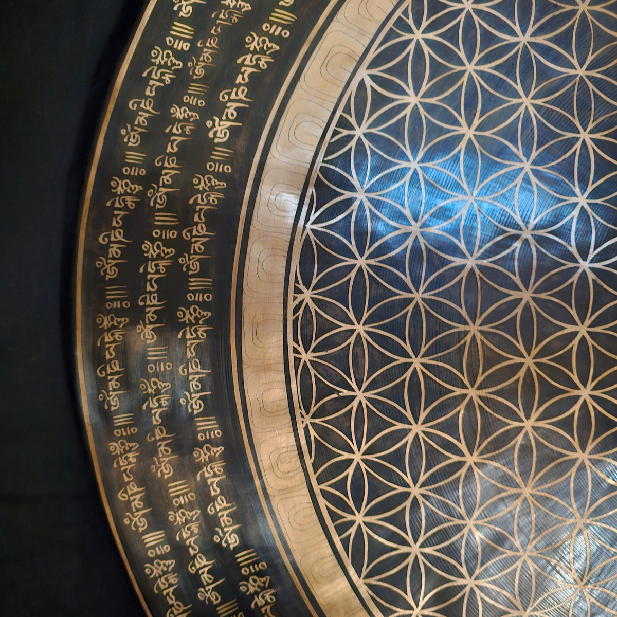 Temple gong from Nepal ø 50 cm - Flower of life