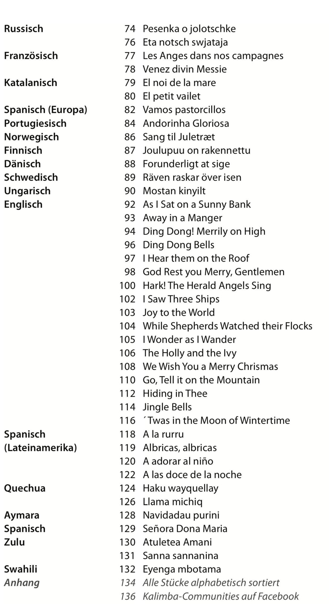 Conny Sommer - &quot;Christmas carols from all over the world&quot; for kalimba (17 notes, C major)