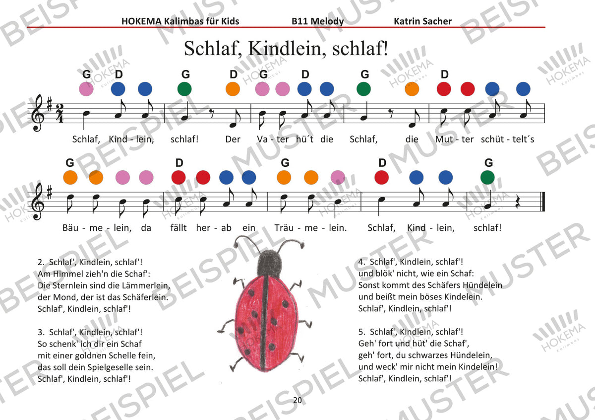 Lehrbuch für Kids - Kalimba B11 / Sansula Melody (grün) | Melodisch &amp; Harmonisch | Sansula &amp; Kalimba | Dunum.ch