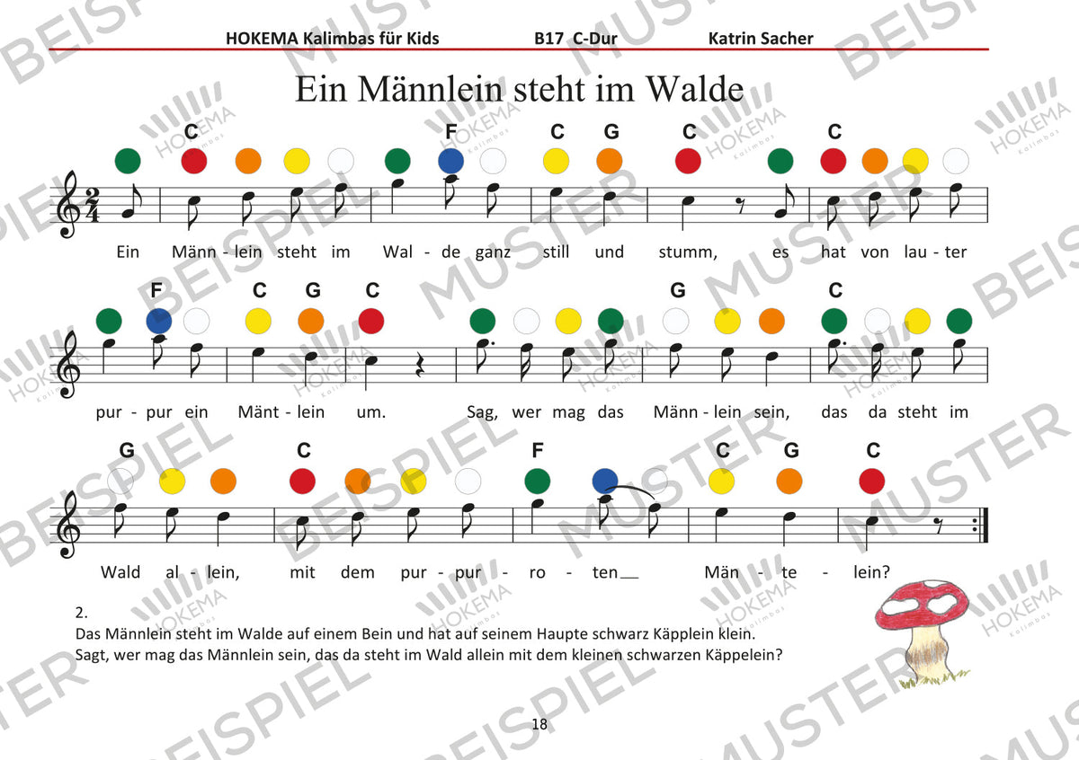 Lehrbuch für Kids - Kalimba B17 (orange) | Melodisch &amp; Harmonisch | Sansula &amp; Kalimba | Dunum.ch