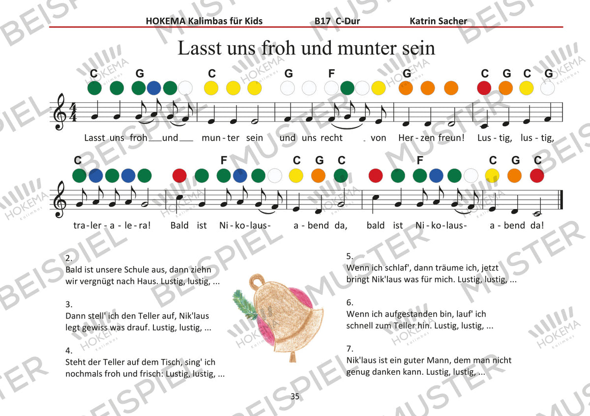 Lehrbuch für Kids - Kalimba B17 (orange) | Melodisch &amp; Harmonisch | Sansula &amp; Kalimba | Dunum.ch